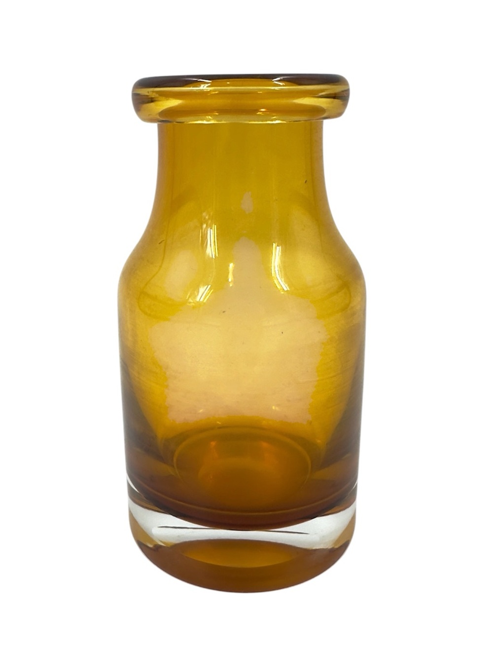 William Yeoward Amber Art Glass Vase Flared Neck Crystal Decor Milk Jug Shape